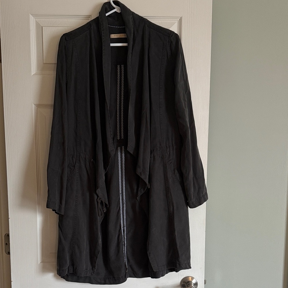 Max Jeans Black Open Front Trench Coat